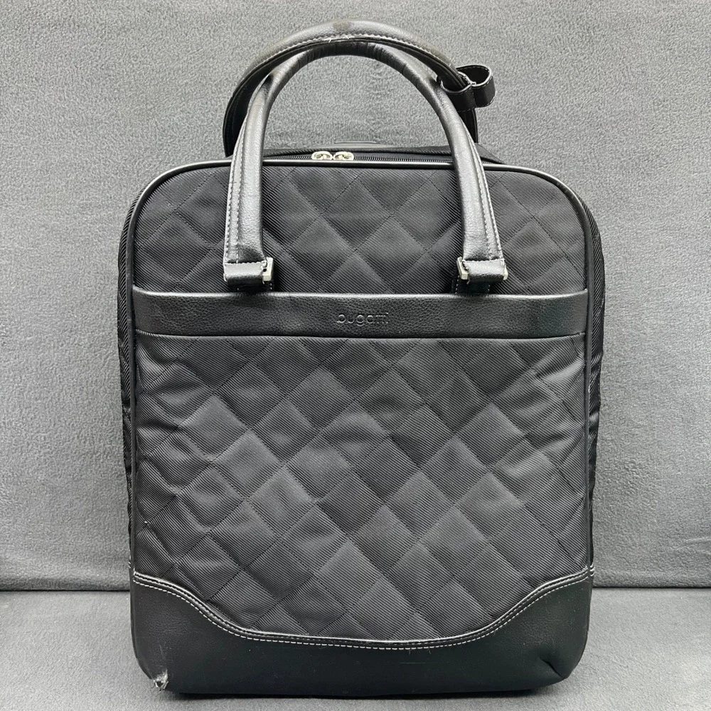 Bugatti Rolling Carry On Briefcase Laptop Travel Quilted Black